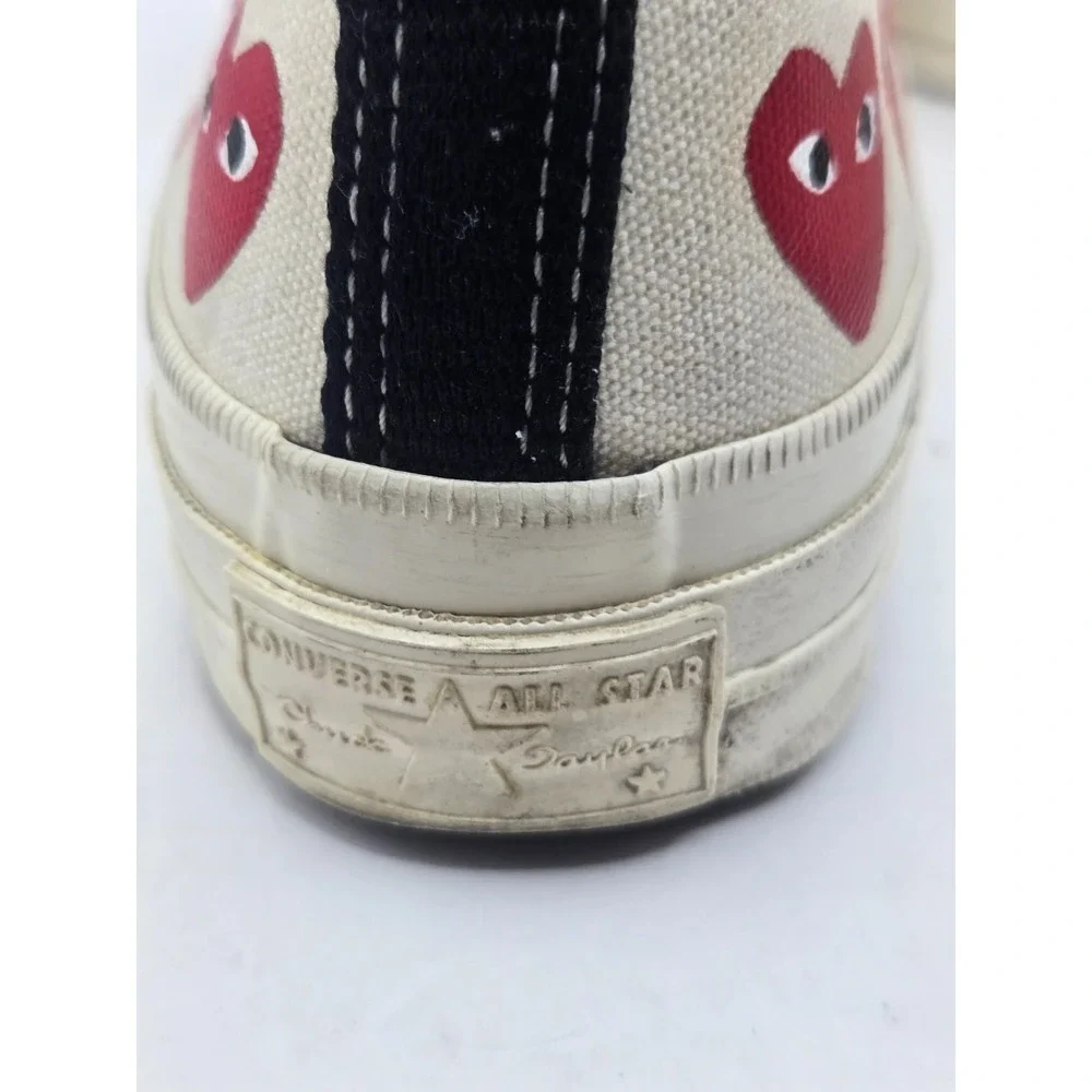 Converse x Comme des Garçons Play Sneakers Mens 6 Cream Multi Heart Chuck 70 Hi - Picture 8 of 13